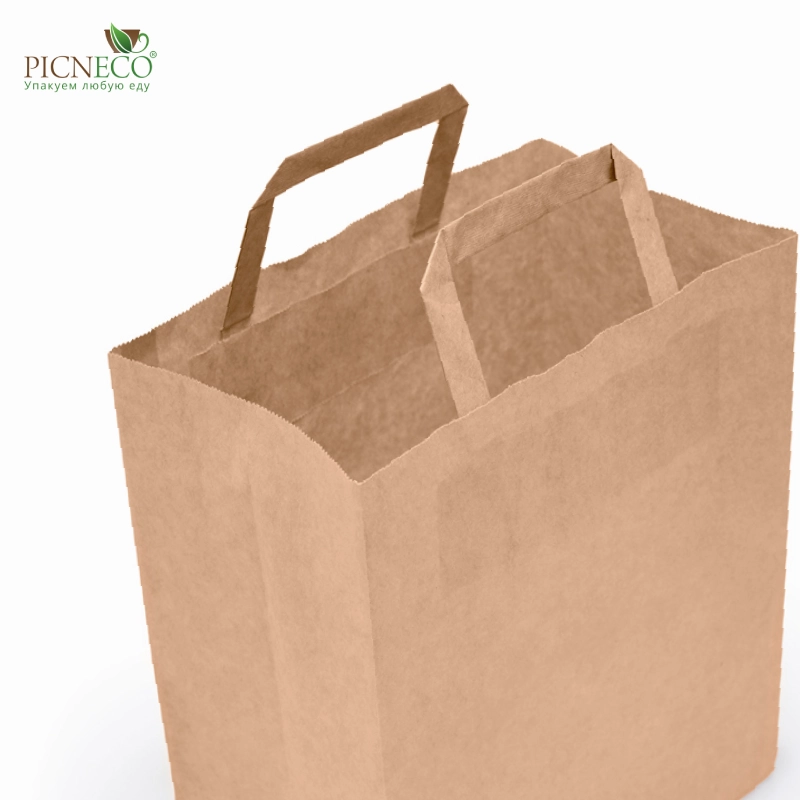 товар Бумажный крафт пакет с плоскими ручками, 280*150*320 мм KPP028